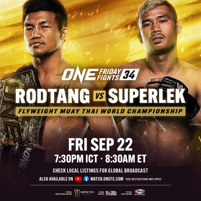 poster of the Muay Thai fight between fighters Superlek Kiatmoo9 and Rodtang Jitmuangnon.